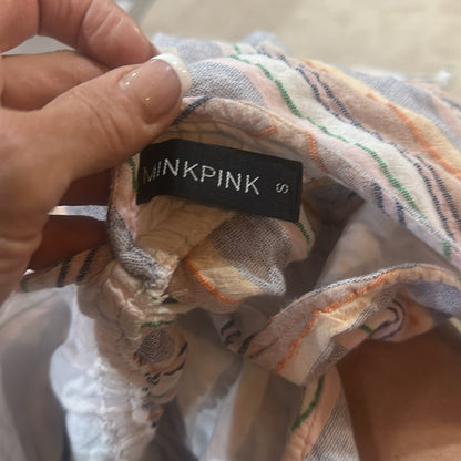 - NWOT SIZE XS MINKPINK Cream Tan Tie-Front Tank Top