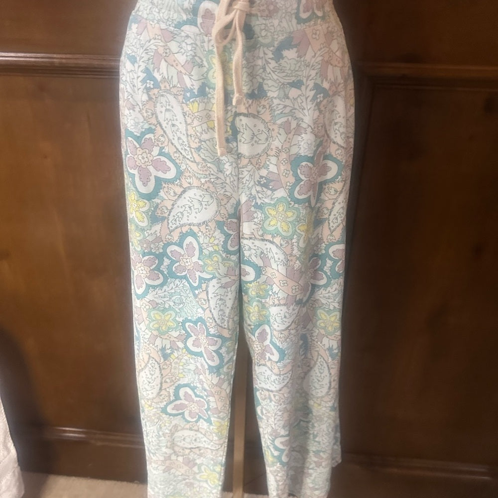 NWT SIZE L/3 Sundry Blue and White Wide Leg Pants with Elastic Waistband
