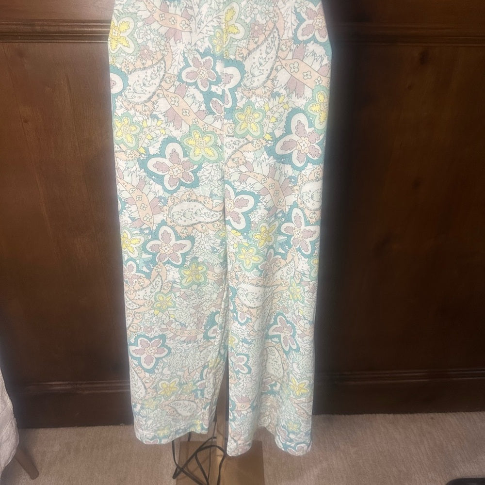 NWT SIZE L/3 Sundry Blue and White Wide Leg Pants with Elastic Waistband