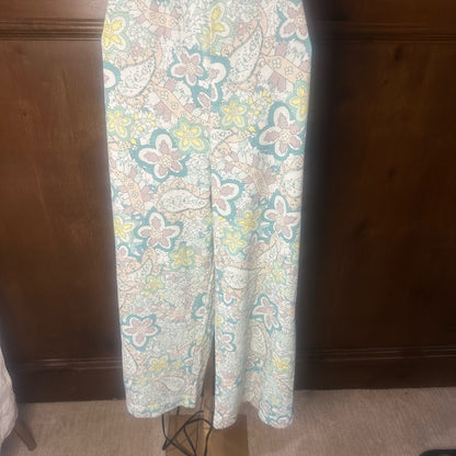 NWT SIZE L/3 Sundry Blue and White Wide Leg Pants with Elastic Waistband