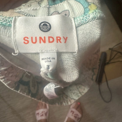 NWT SIZE L/3 Sundry Blue and White Wide Leg Pants with Elastic Waistband