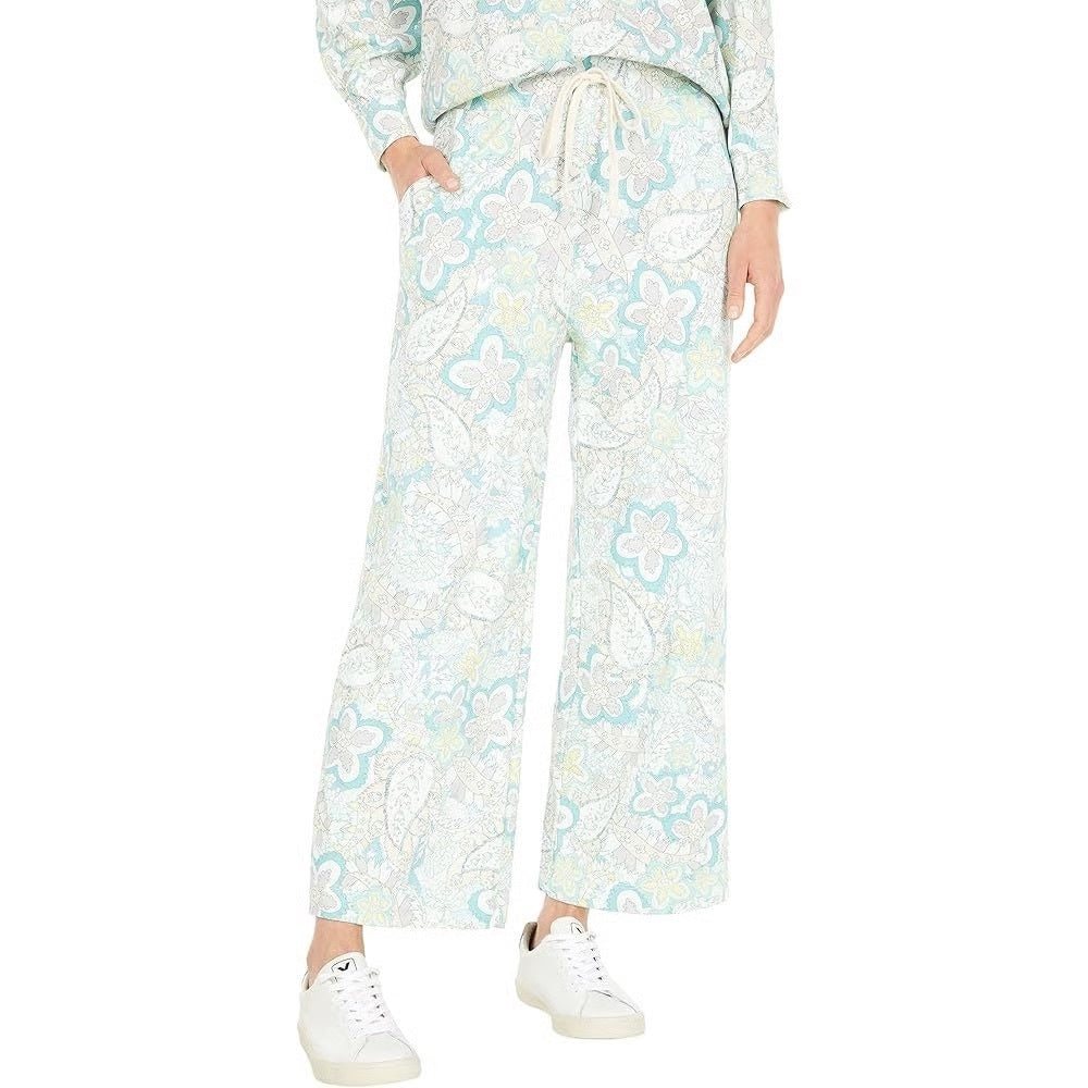 NWT SIZE L/3 Sundry Blue and White Wide Leg Pants with Elastic Waistband