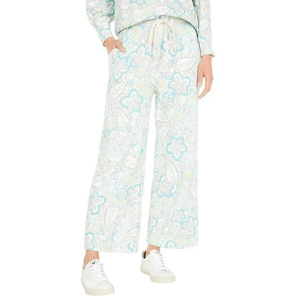 NWT SIZE L/3 Sundry Blue and White Wide Leg Pants with Elastic Waistband