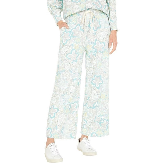 NWT SIZE L/3 Sundry Blue and White Wide Leg Pants with Elastic Waistband