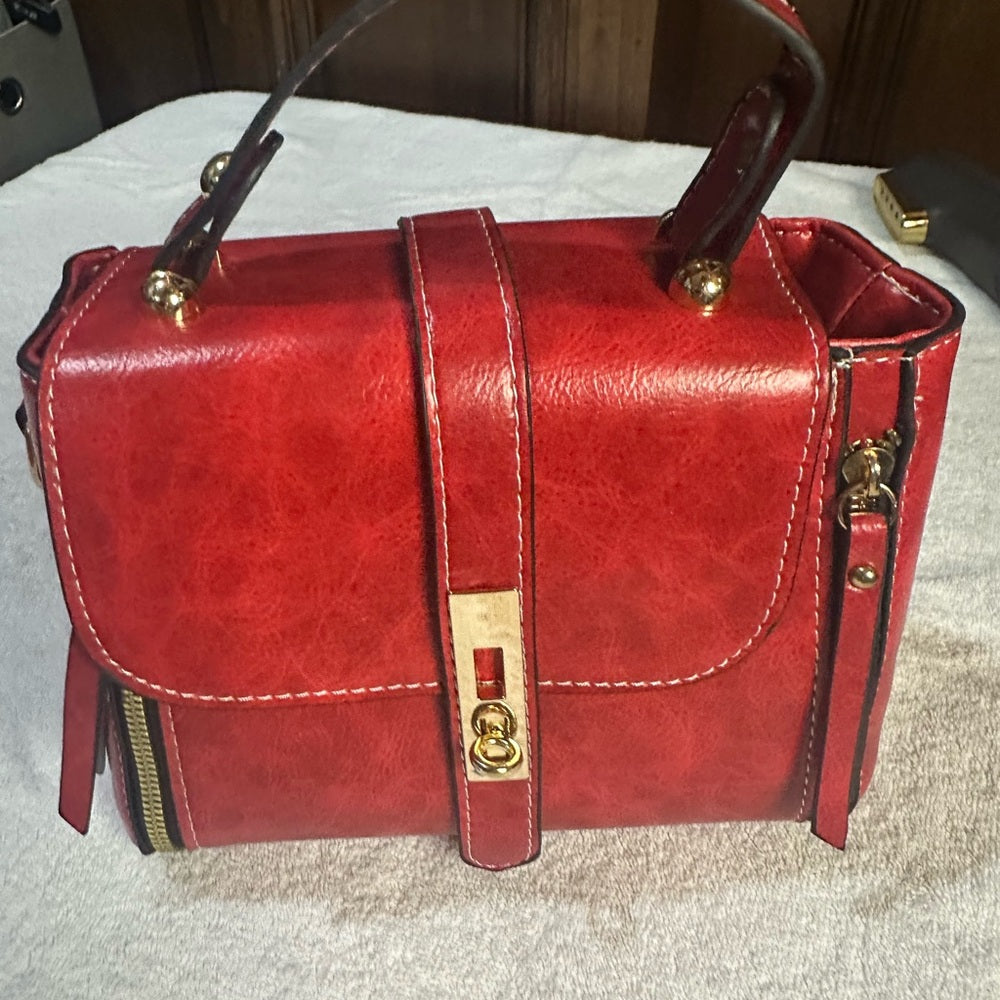 NWOT Reborn Red Crossbody Bag with Gold Hardware