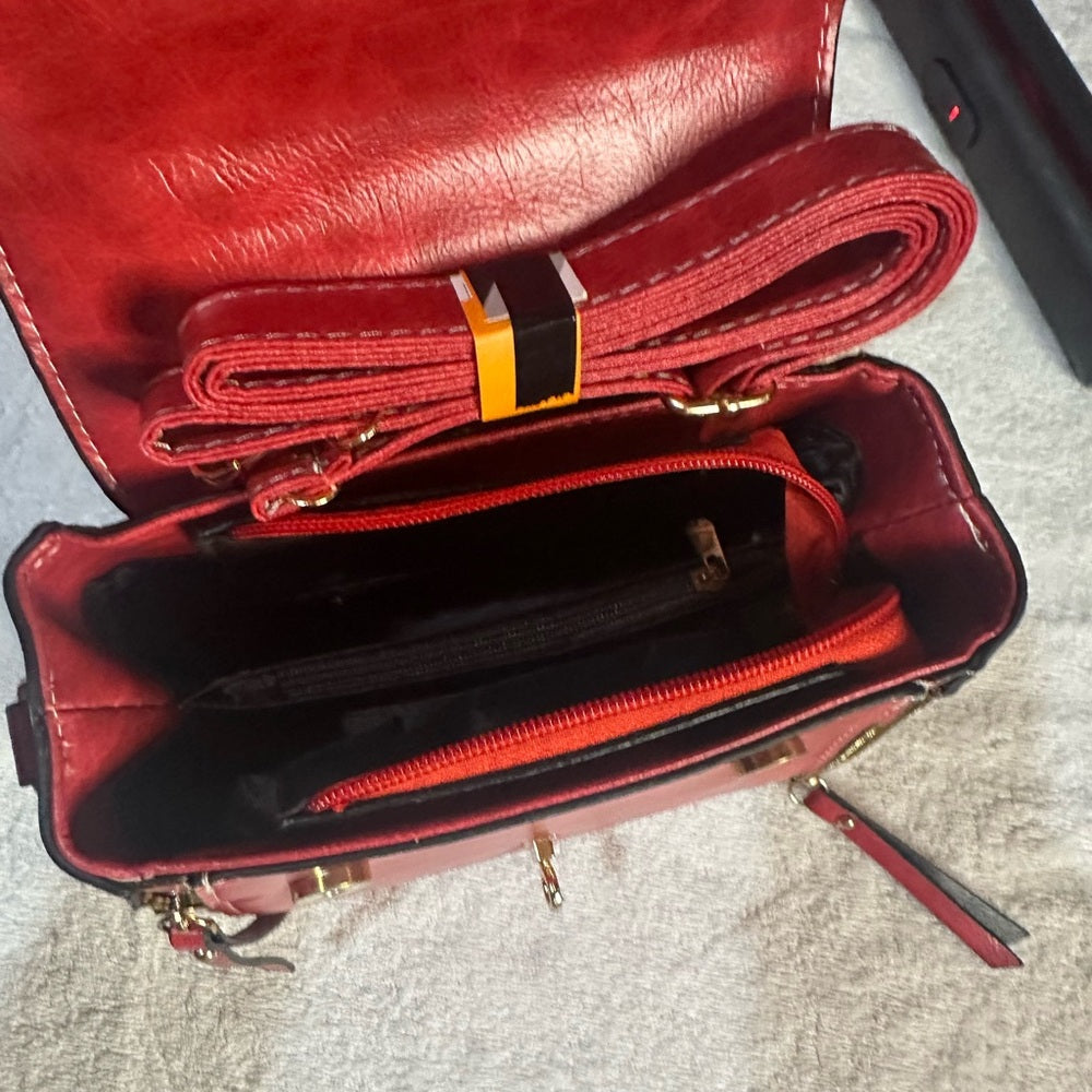 NWOT Reborn Red Crossbody Bag with Gold Hardware