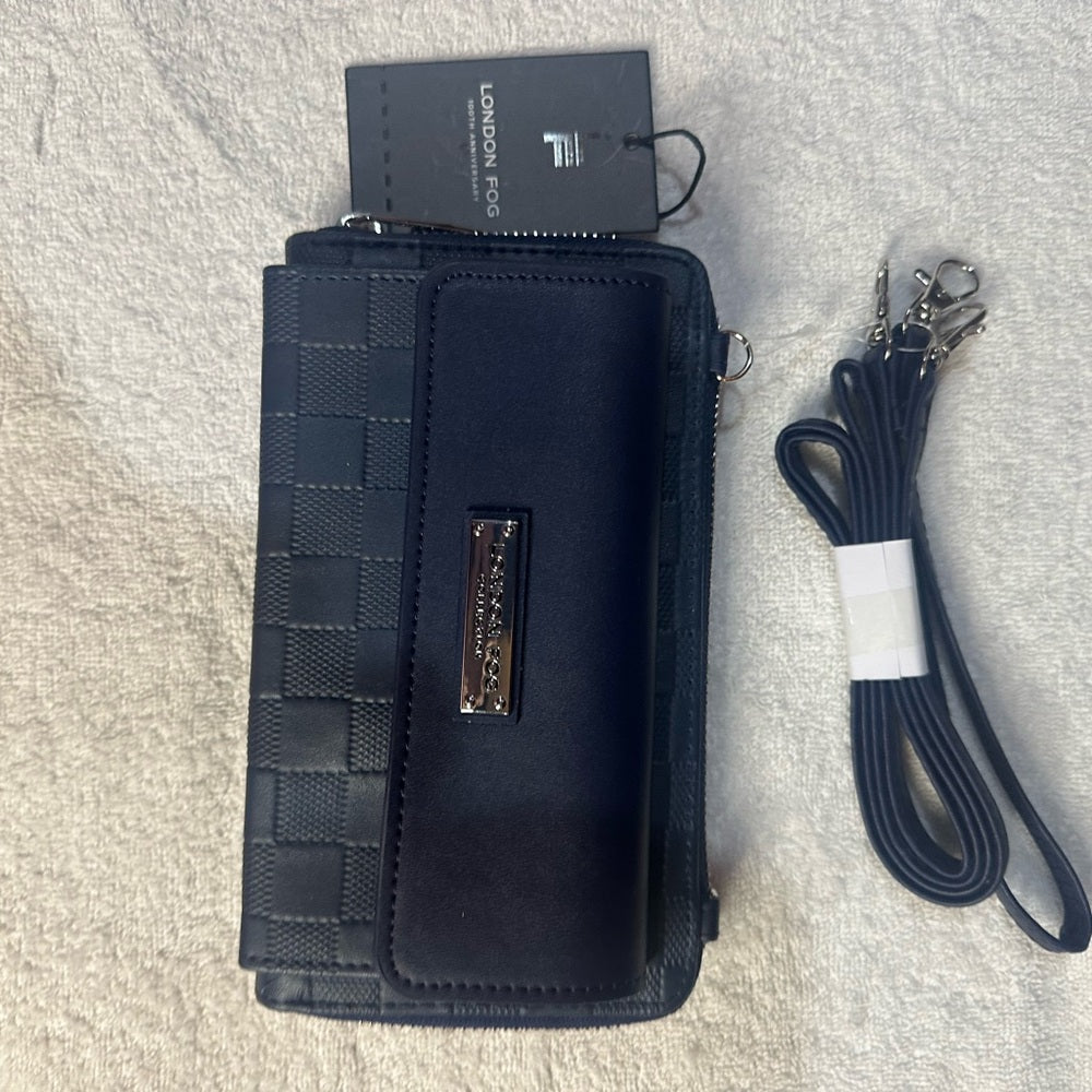 NEW London Fog Blue Crossbody Bag with Elegant Texture