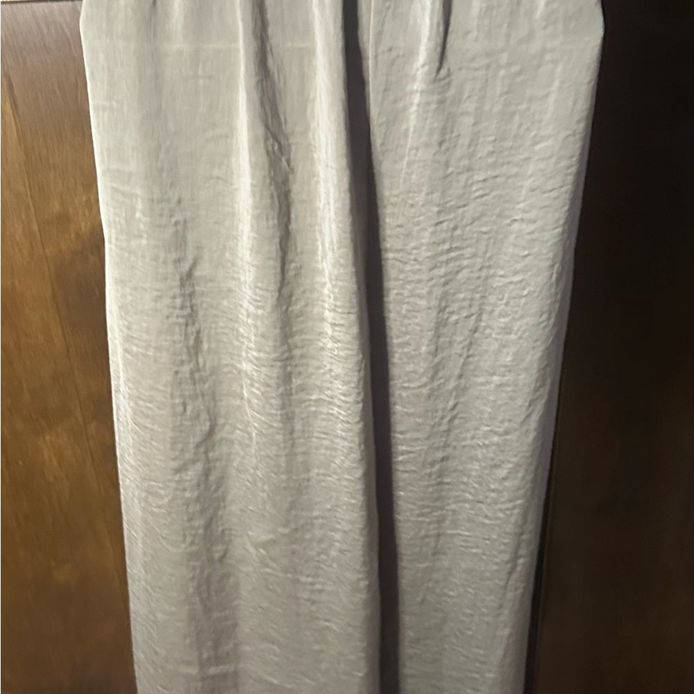 SIZE M Cream Pleated Maxi Wide Leg Pants for Casual Wear