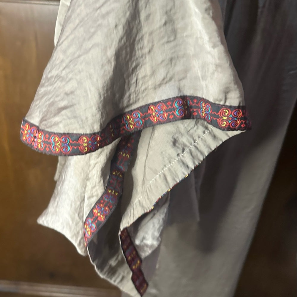 SIZE M Cream Pleated Maxi Wide Leg Pants for Casual Wear