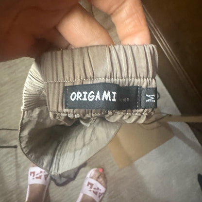 SIZE M Cream Pleated Maxi Wide Leg Pants for Casual Wear