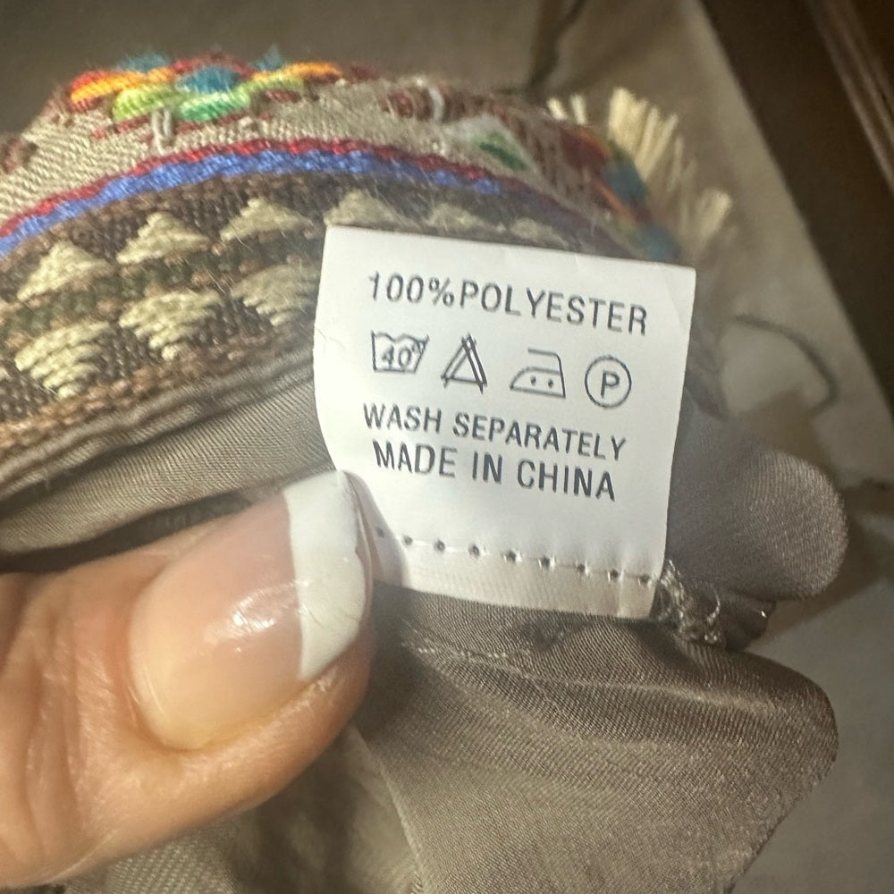 SIZE M Cream Pleated Maxi Wide Leg Pants for Casual Wear