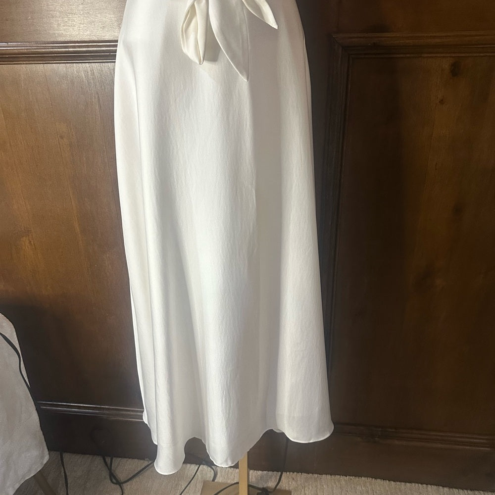 Dkny White A-Line Midi Skirt Tie Front