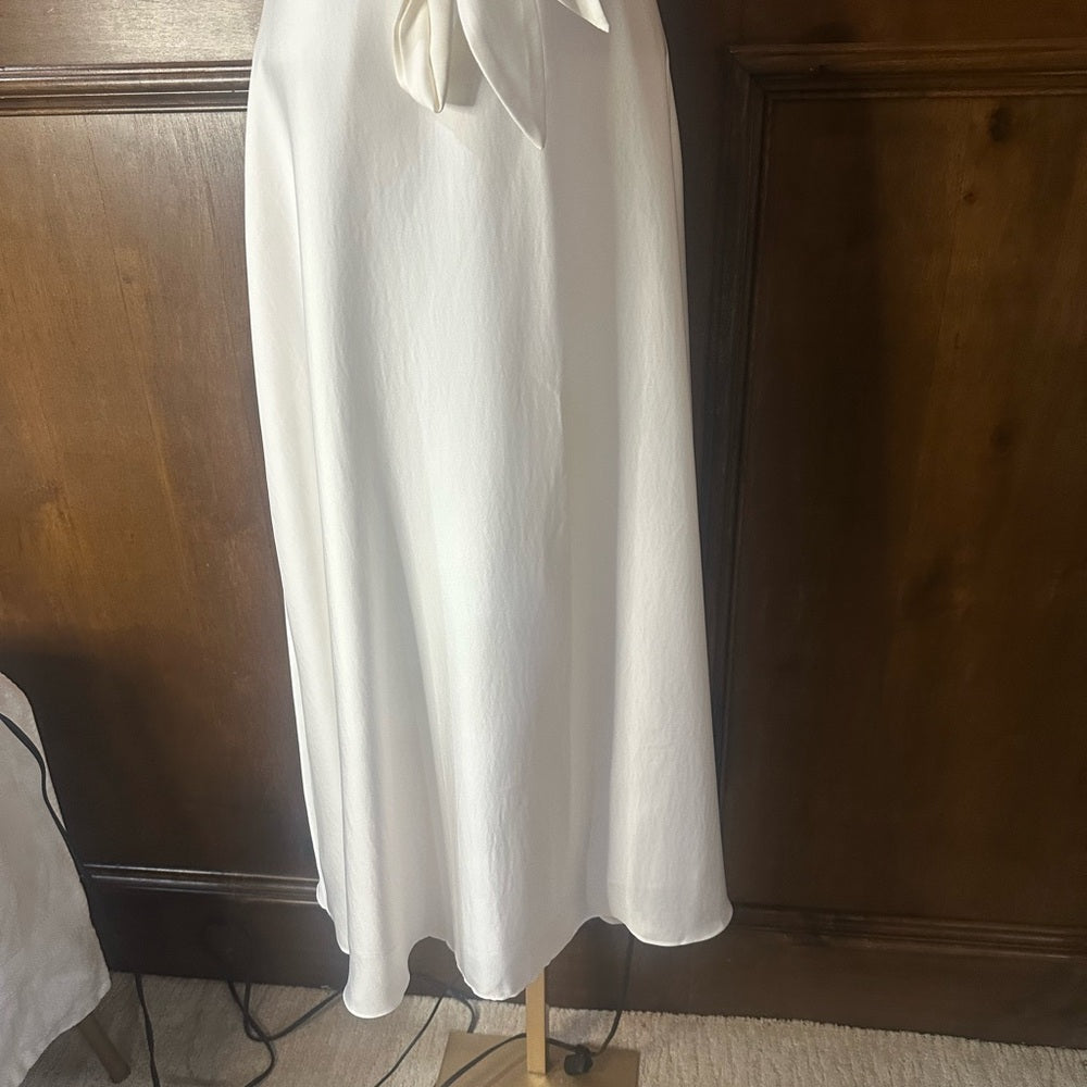 Dkny White A-Line Midi Skirt Tie Front