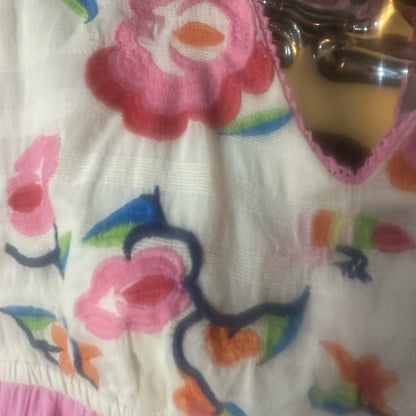 SIZE XL Cato Flutter Sleeve Peplum Blouse in Pink and Blue