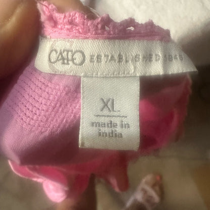 SIZE XL Cato Flutter Sleeve Peplum Blouse in Pink and Blue