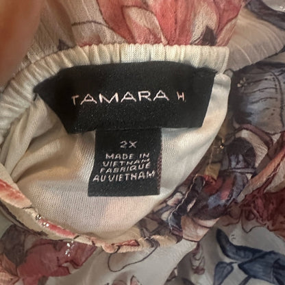 Tamara Mellon Red and White Relaxed Tie Front Blouse