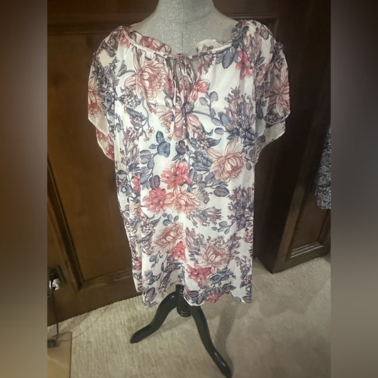 Tamara Mellon Red and White Relaxed Tie Front Blouse