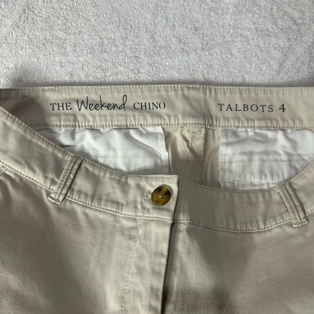 SIZE 4 Talbots Cream Straight Leg Jeans Polished Fit