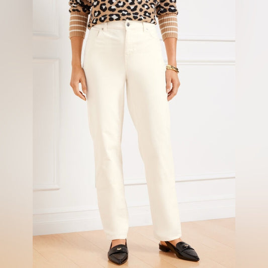 SIZE 4 Talbots Cream Straight Leg Jeans Polished Fit