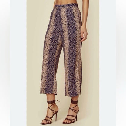 SIZE S Blue Life Tan and Blue Cropped Ankle Pants