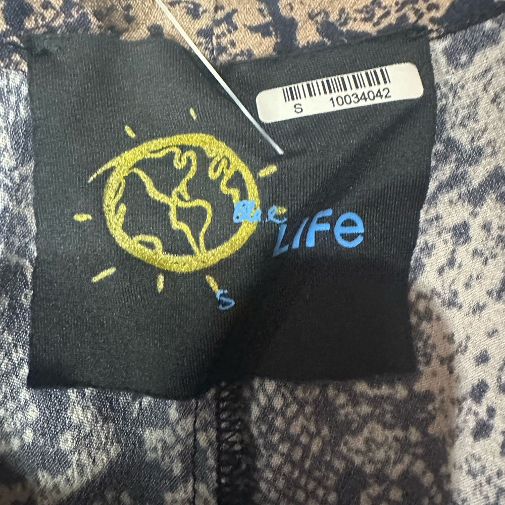 SIZE S Blue Life Tan and Blue Cropped Ankle Pants