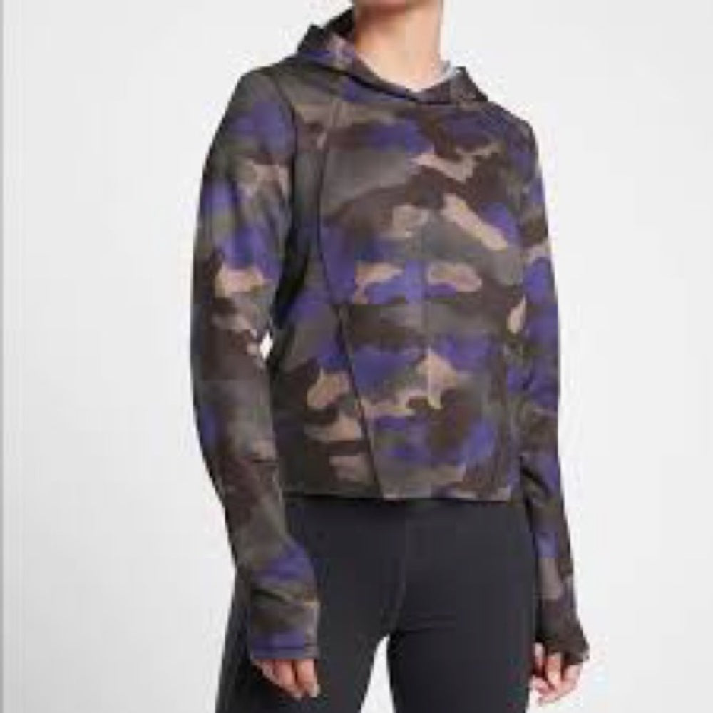 NWOT SIZE XL Athleta Purple Brown Camo Cropped Hoodie