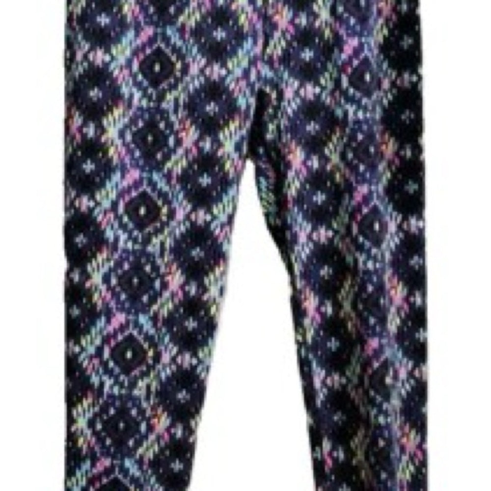 SIZE XS Victoria's Secret Black and Blue Patterned Leggings