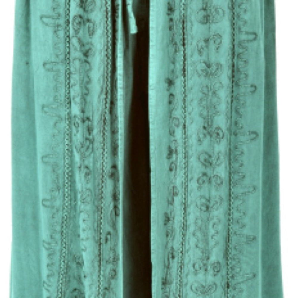 Green Wide-Leg Pants with High Waist and Silky Finish
