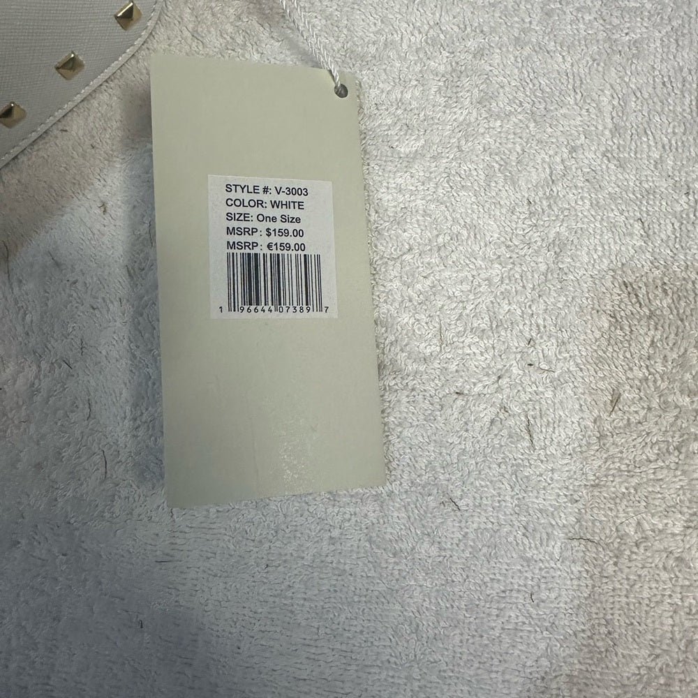 NEW Valentina Gold and White Crossbody Bag with V-Shaped Embellishment