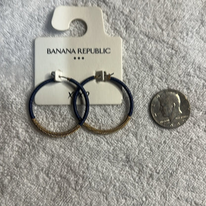 Banana Republic Blue and Gold Textured Hoop Earrings