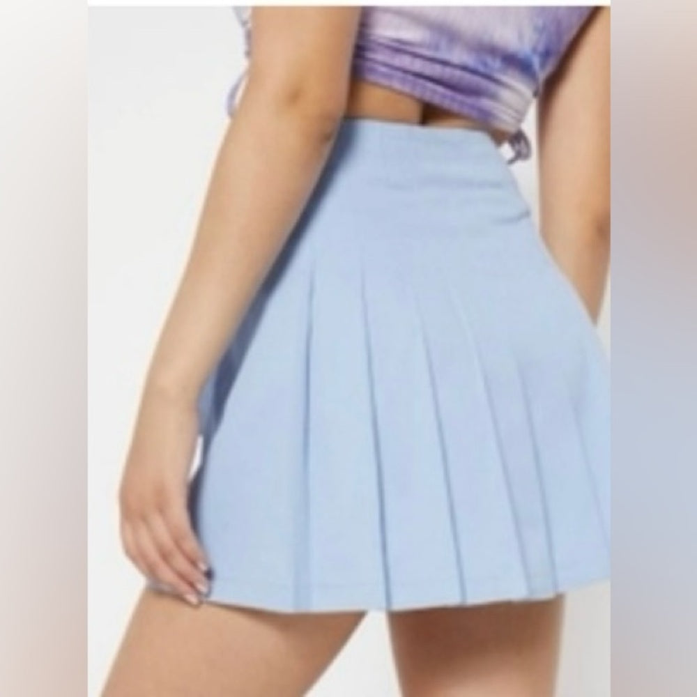 SIZE L Rue21 Blue Pleated Skater Skirt