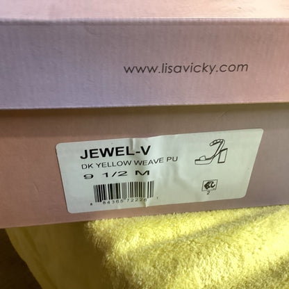 167. NEW SIZE 9.5 Yellow Block Heel Sandals with Braided Texture