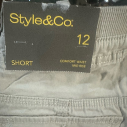 NWT SIZE 12 Style & Co White Cargo Shorts Cotton Blend