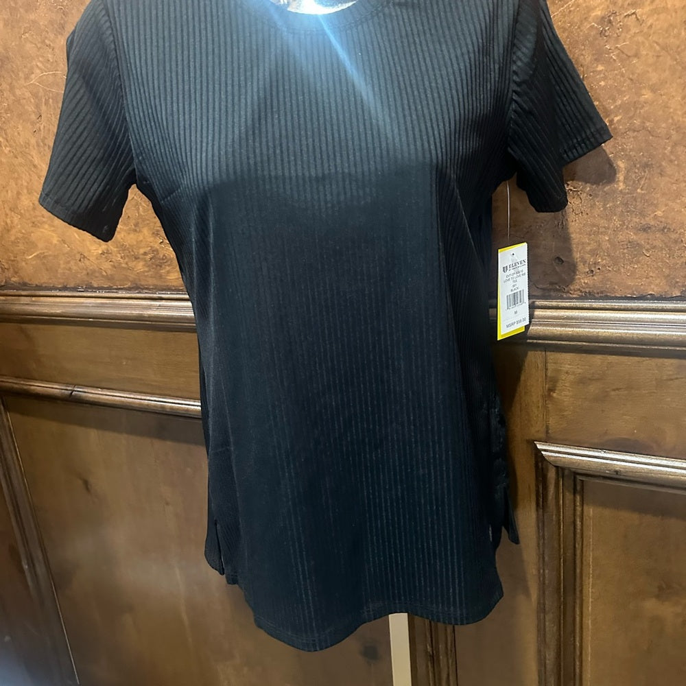 NWT SIZE S/M EleVen by Venus Williams Black Fitted Crew Neck Tee