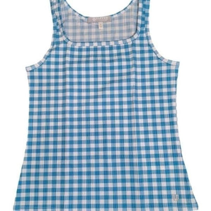 NWT SIZE XS/M EleVen by Venus Williams Blue and White Checkered Muscle Tee