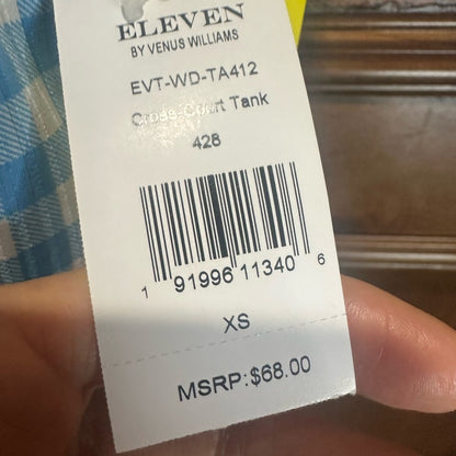 NWT SIZE XS/M EleVen by Venus Williams Blue and White Checkered Muscle Tee