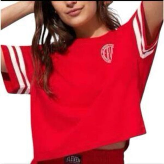 NWT SIZE XS EleVen by Venus Williams Red Boxy Crop T-Shirt