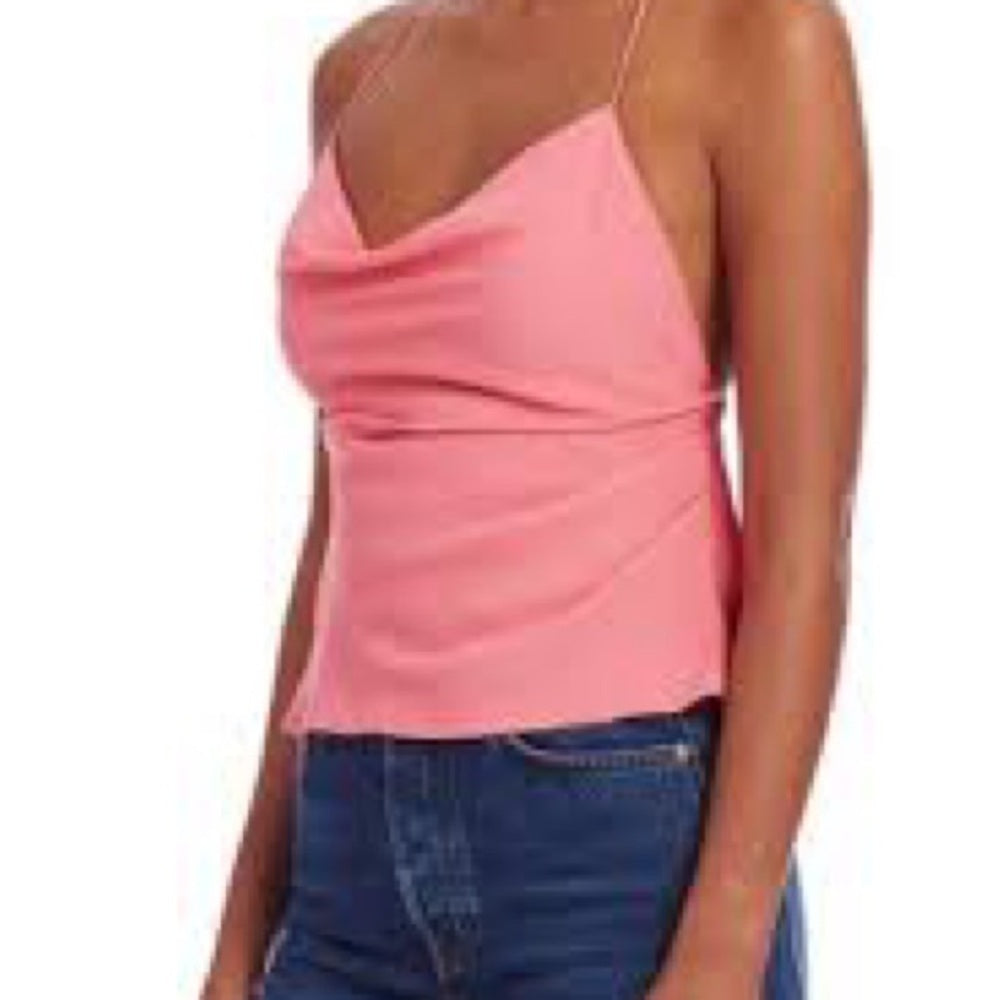 NWOT SIZE L Amanda Uprichard Pink Fitted Asymmetrical Camisole