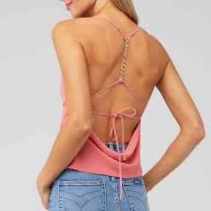 NWOT SIZE L Amanda Uprichard Pink Fitted Asymmetrical Camisole