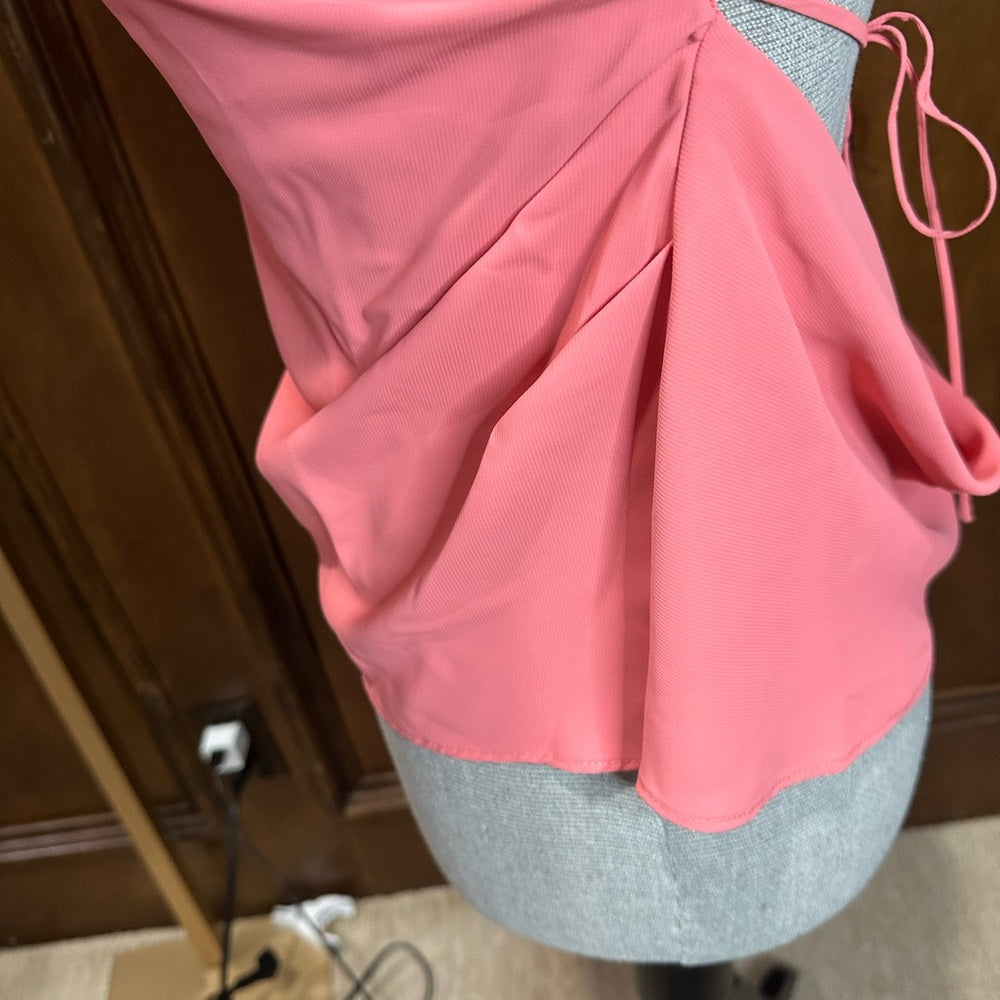 NWOT SIZE L Amanda Uprichard Pink Fitted Asymmetrical Camisole