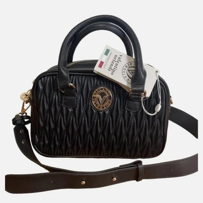 NEW Valentina Black Crossbody Bag with Textured Leather