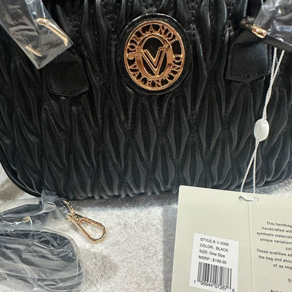 NEW Valentina Black Crossbody Bag with Textured Leather