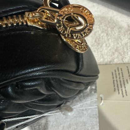 NEW Valentina Black Crossbody Bag with Textured Leather