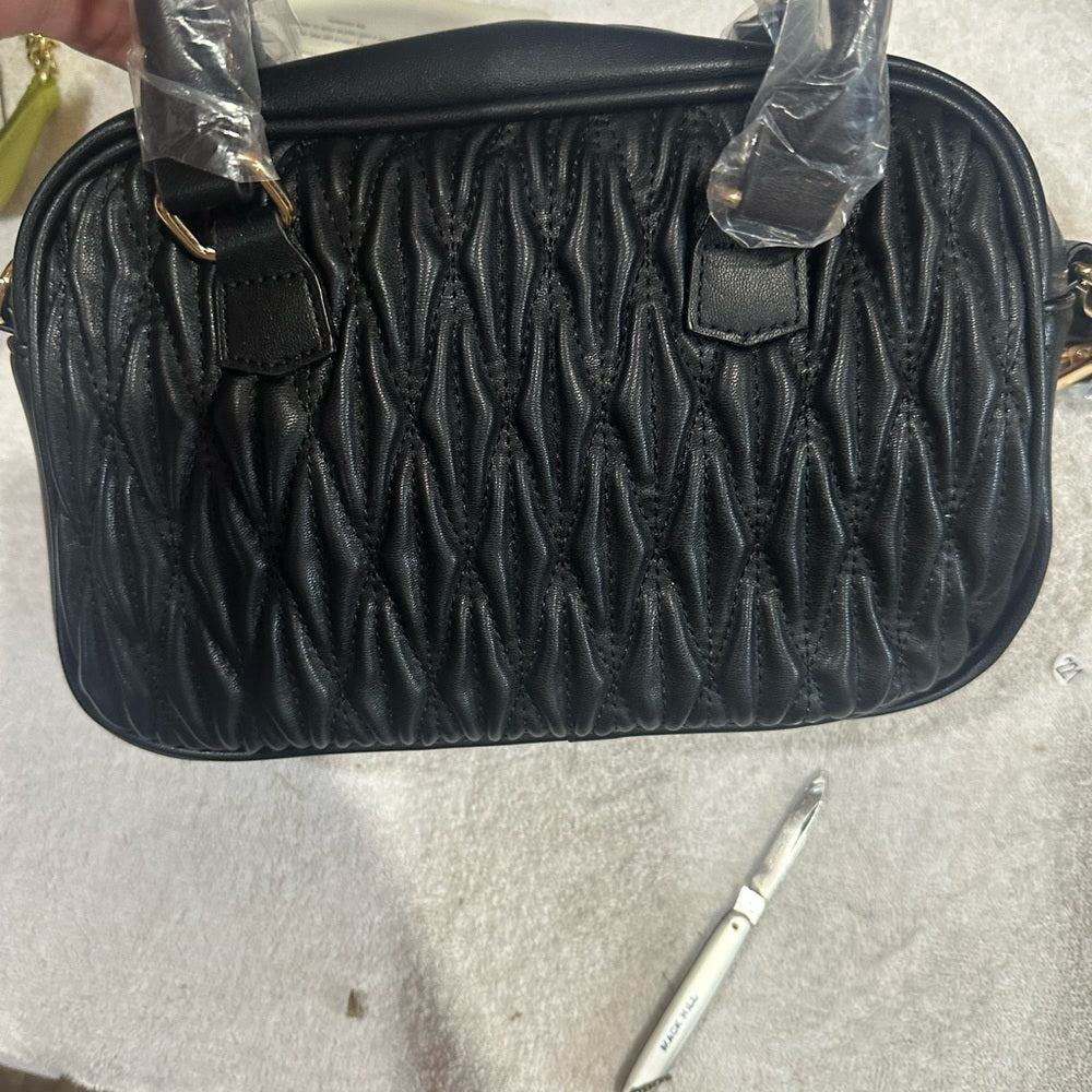 NEW Valentina Black Crossbody Bag with Textured Leather