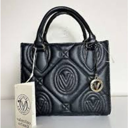 NEW Valentina Black Quilted Tote with Gold Hardware