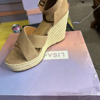 171.172.173.174.175.176.177..NEW Tan Espadrille Wedges with Crisscross Straps