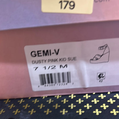 178.179. NEW SIZE- 6.5/7.5 Gems-V  Pink Wedge Sandals with Ankle Strap