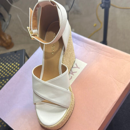 180. NEW SIZE 6.5 Aldo White Wedge Espadrilles with Ankle Strap