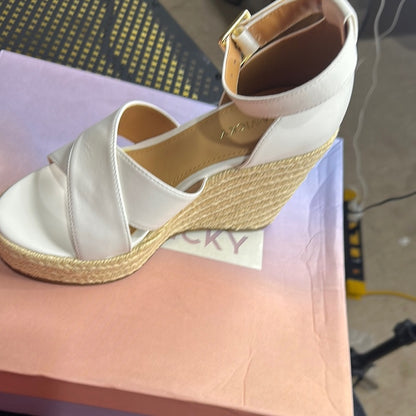 180. NEW SIZE 6.5 Aldo White Wedge Espadrilles with Ankle Strap