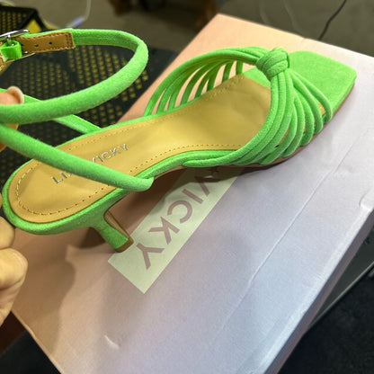 181. NEW SIZE 6.5 Vibrant Green Strappy Heels with Tapered Heel